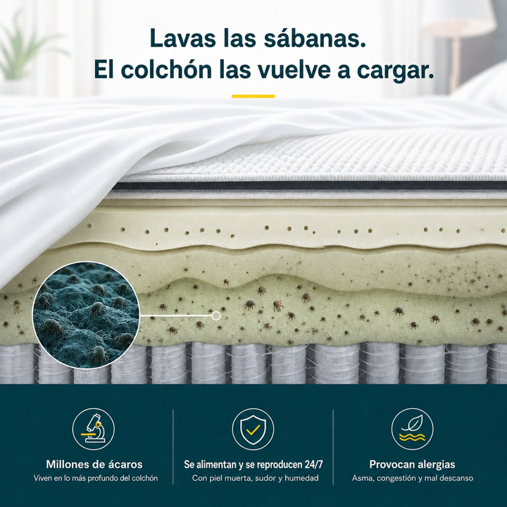 Lavadora junto a un corte de colchón