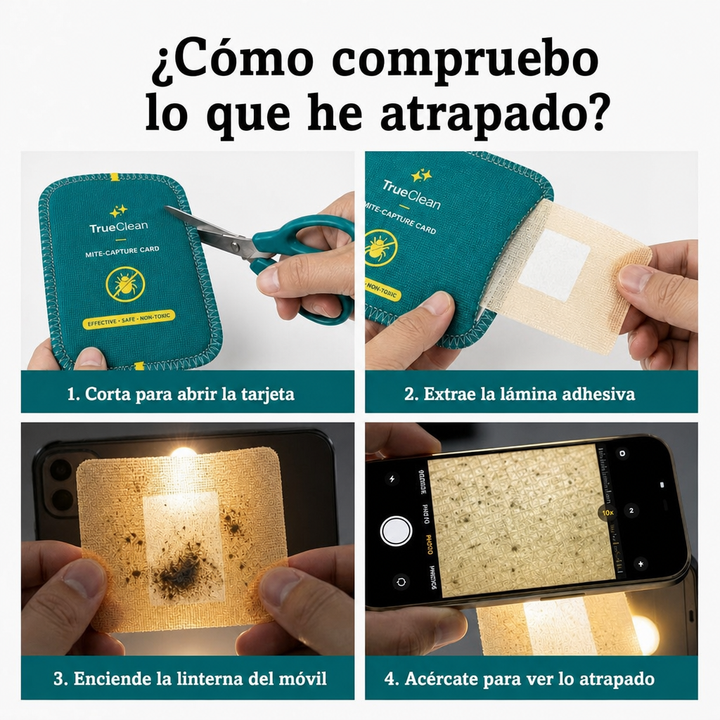 La linterna del móvil enseña los ácaros atrapados